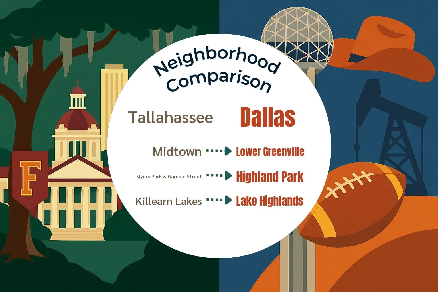 Tallahassee vs Dallas Neighborhood Comparison