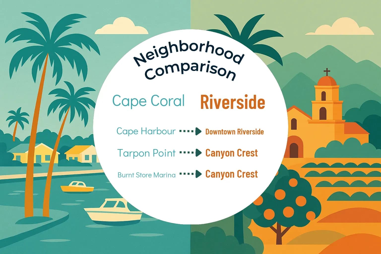 Cape Coral vs Riverside Neighborhood Comparison