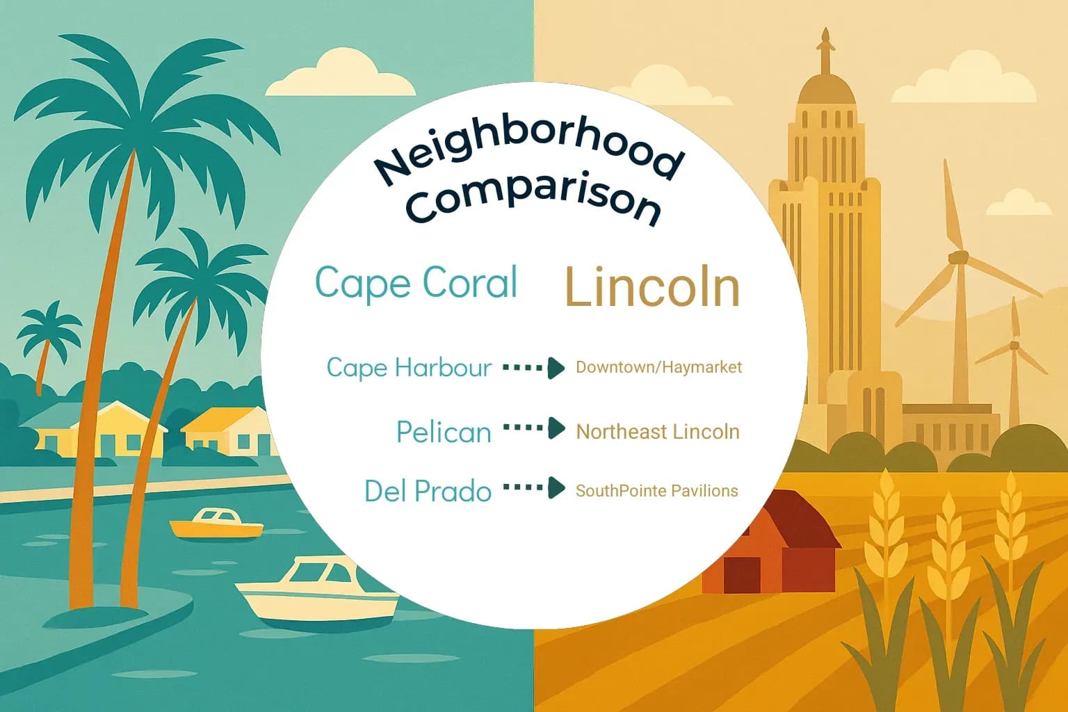 Cape Coral vs Lincoln Neighborhood Comparison