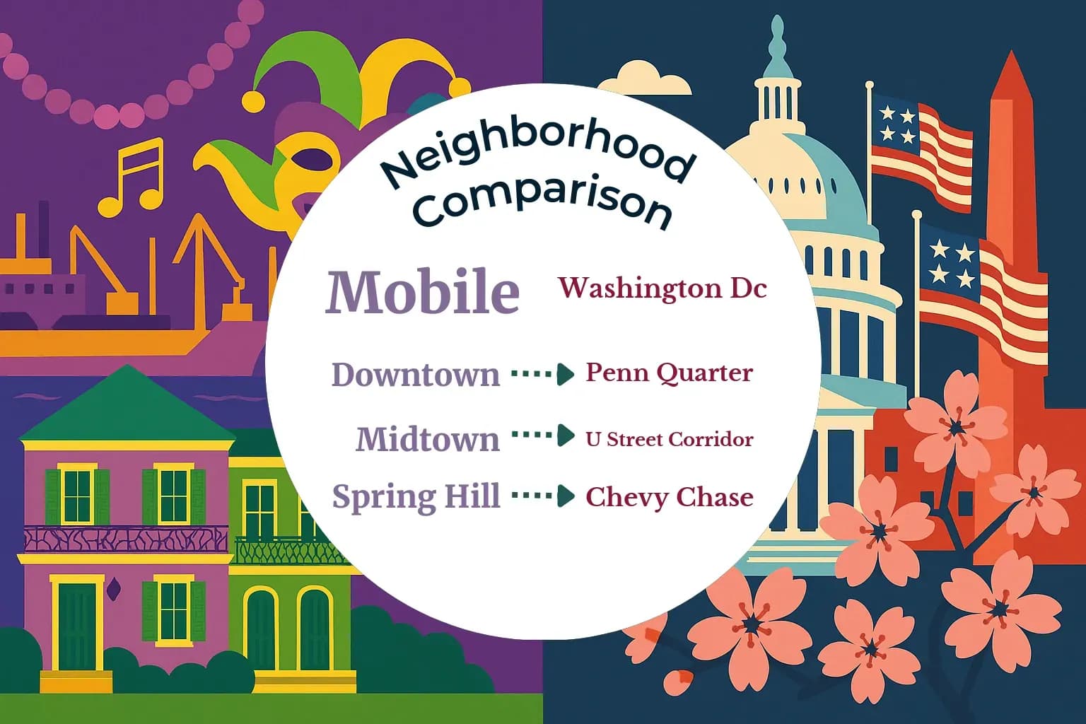 Mobile vs Washington DC Neighborhood Comparison