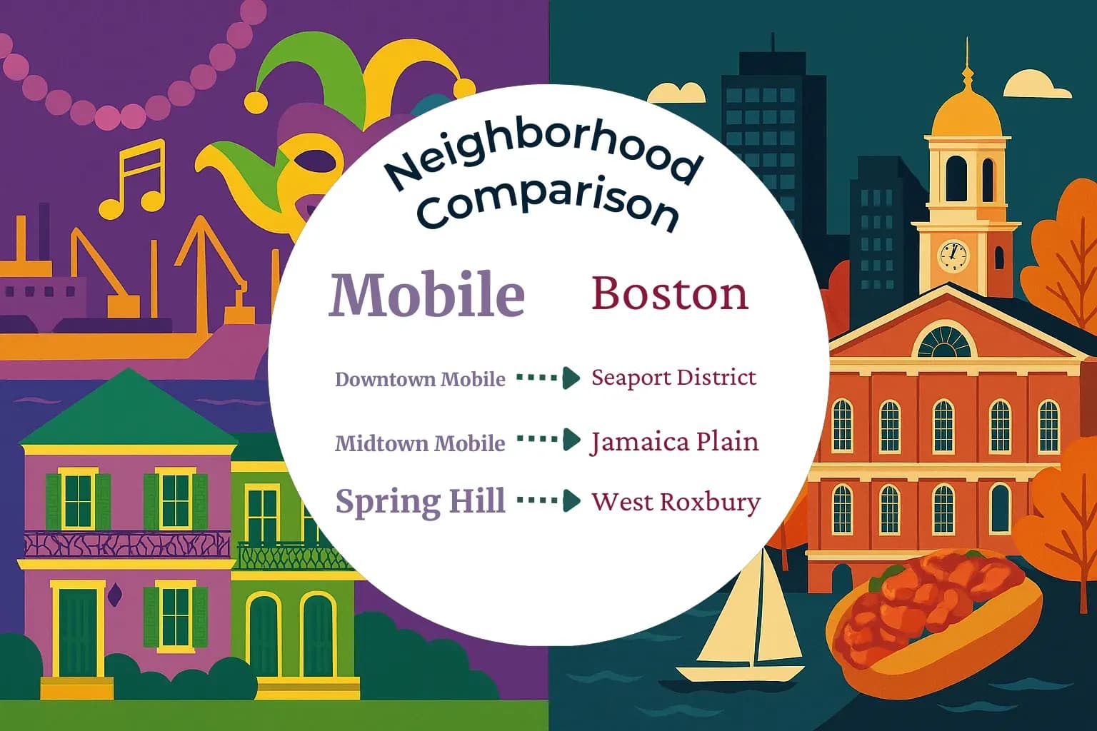 Mobile vs Boston Neighborhood Comparison