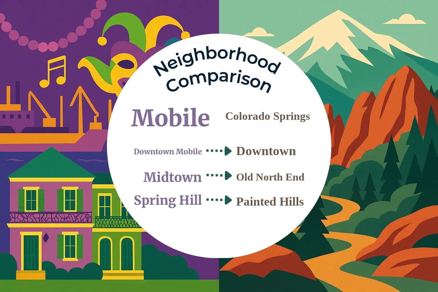 Mobile vs Colorado Springs Neighborhood Comparison