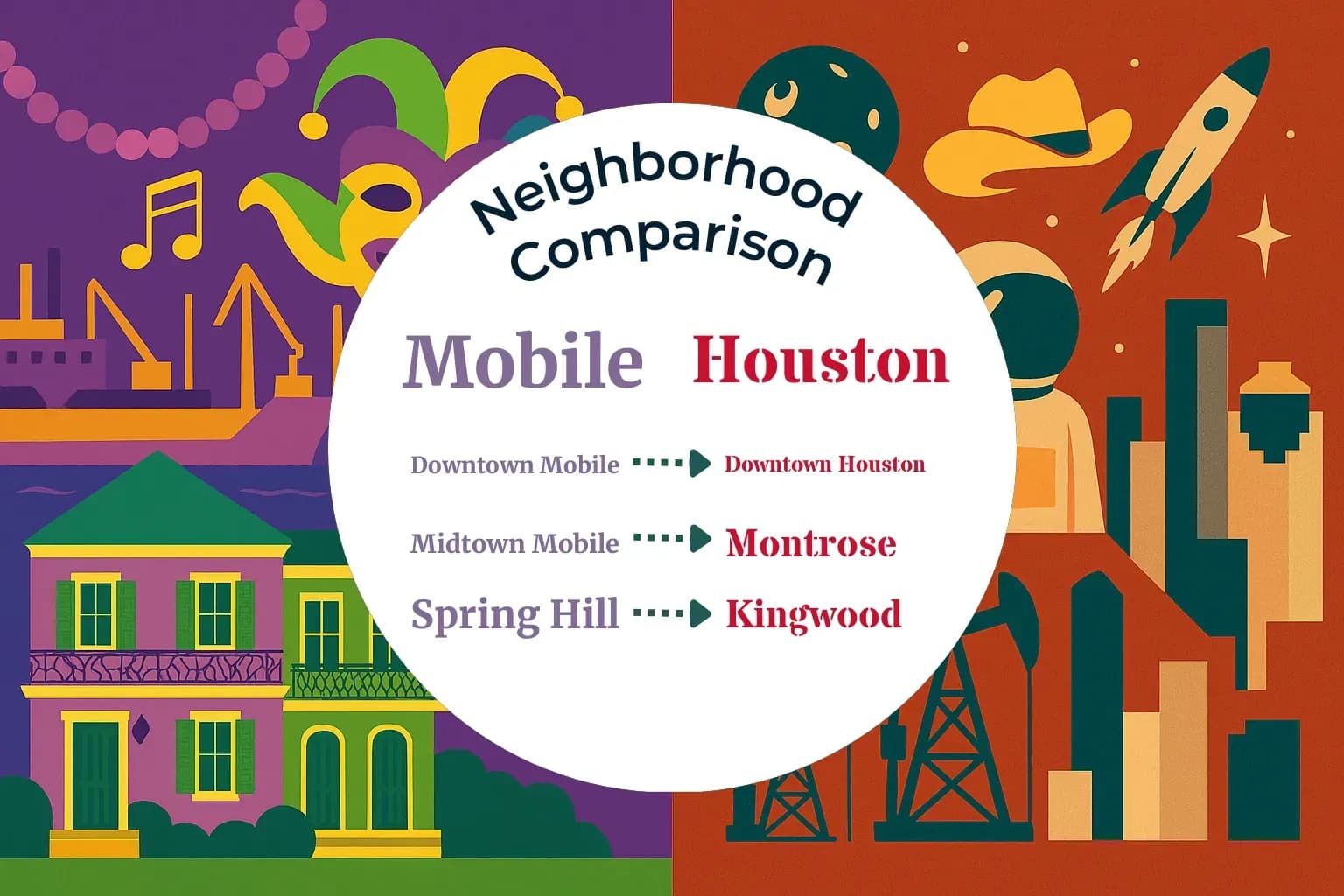 Mobile vs Houston Neighborhood Comparison