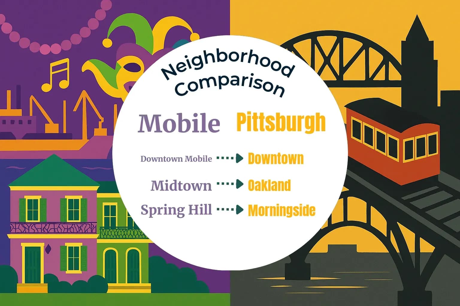 Mobile vs Pittsburgh Neighborhood Comparison