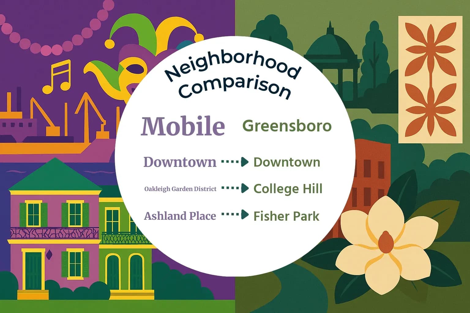 Mobile vs Greensboro Neighborhood Comparison