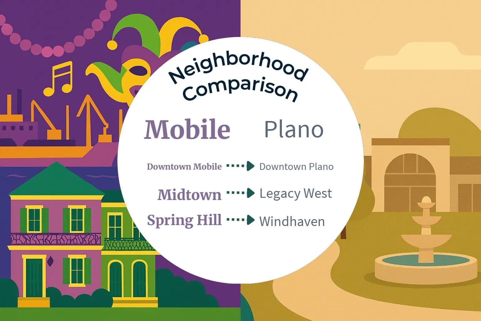 Mobile vs Plano Neighborhood Comparison