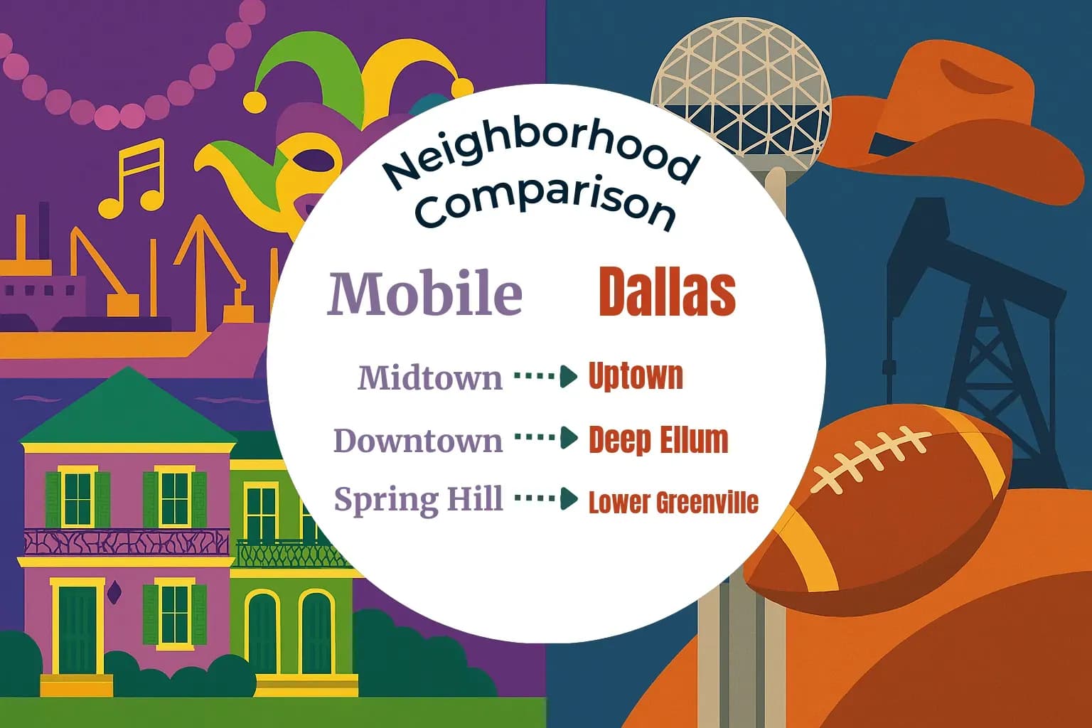 Mobile vs Dallas Neighborhood Comparison