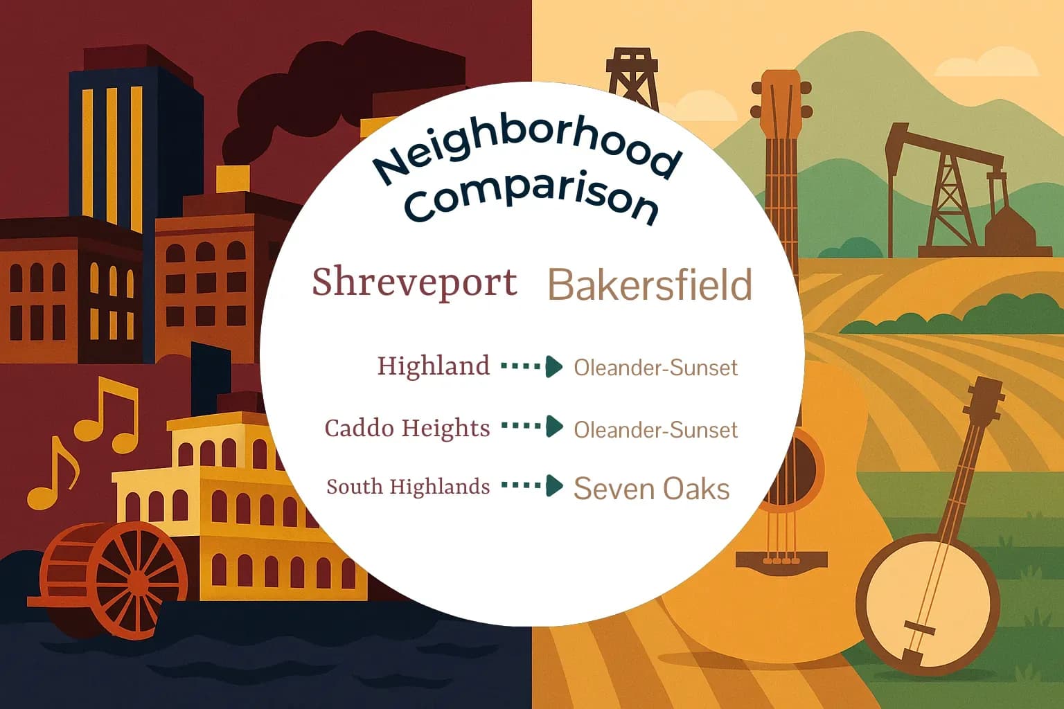 Shreveport vs Bakersfield Neighborhood Comparison