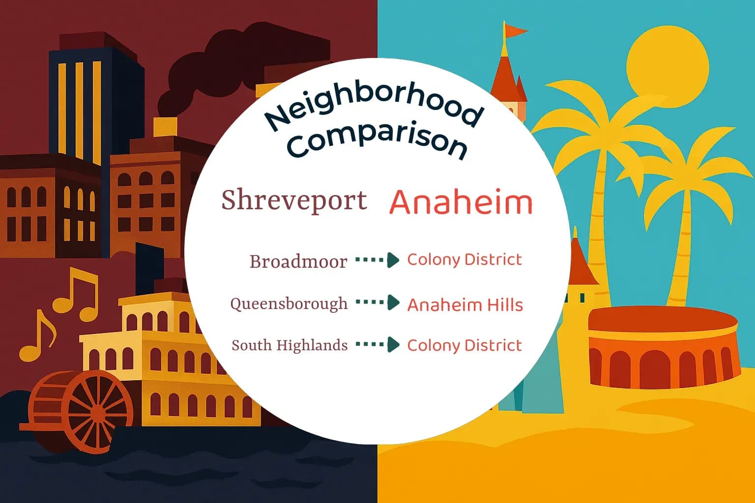 Shreveport vs Anaheim Neighborhood Comparison