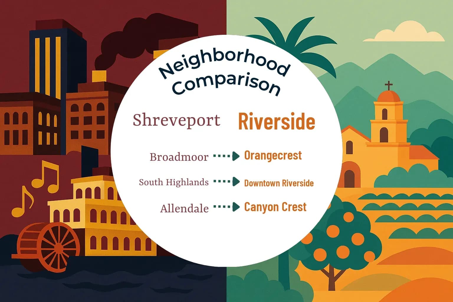 Shreveport vs Riverside Neighborhood Comparison