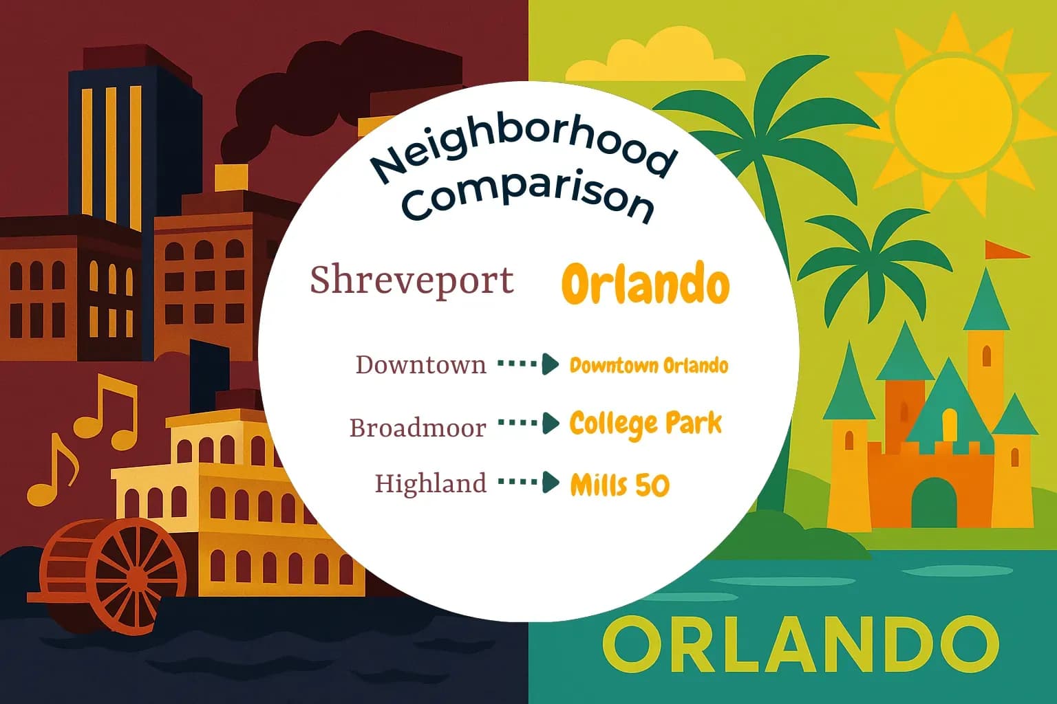 Shreveport vs Orlando Neighborhood Comparison
