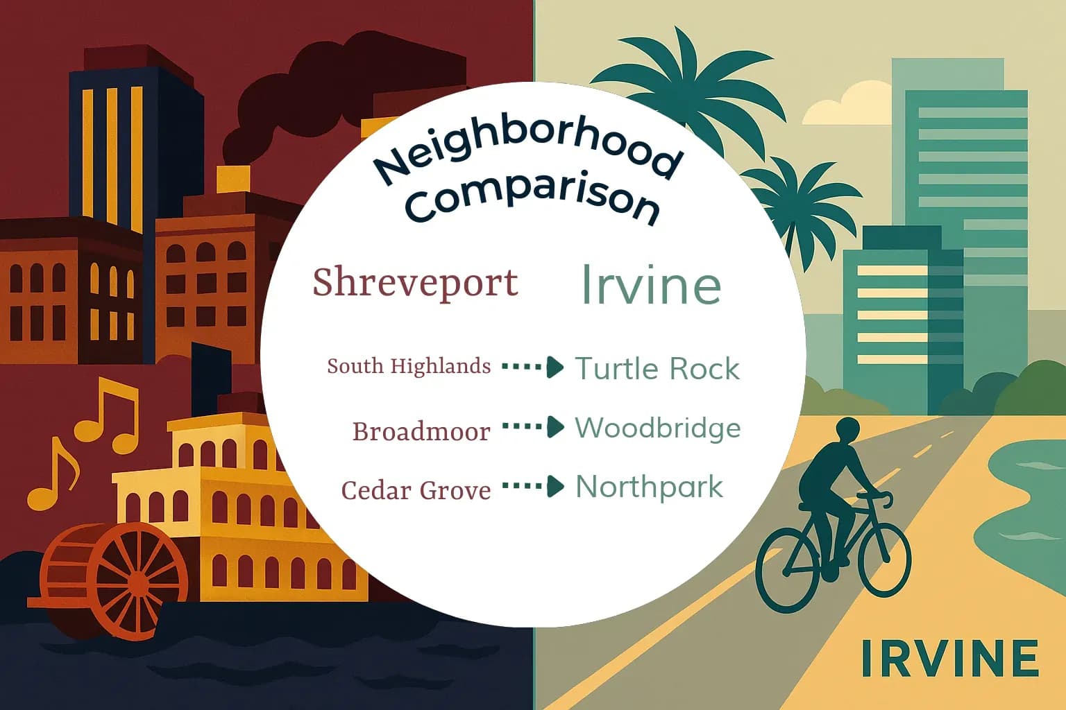 Shreveport vs Irvine Neighborhood Comparison