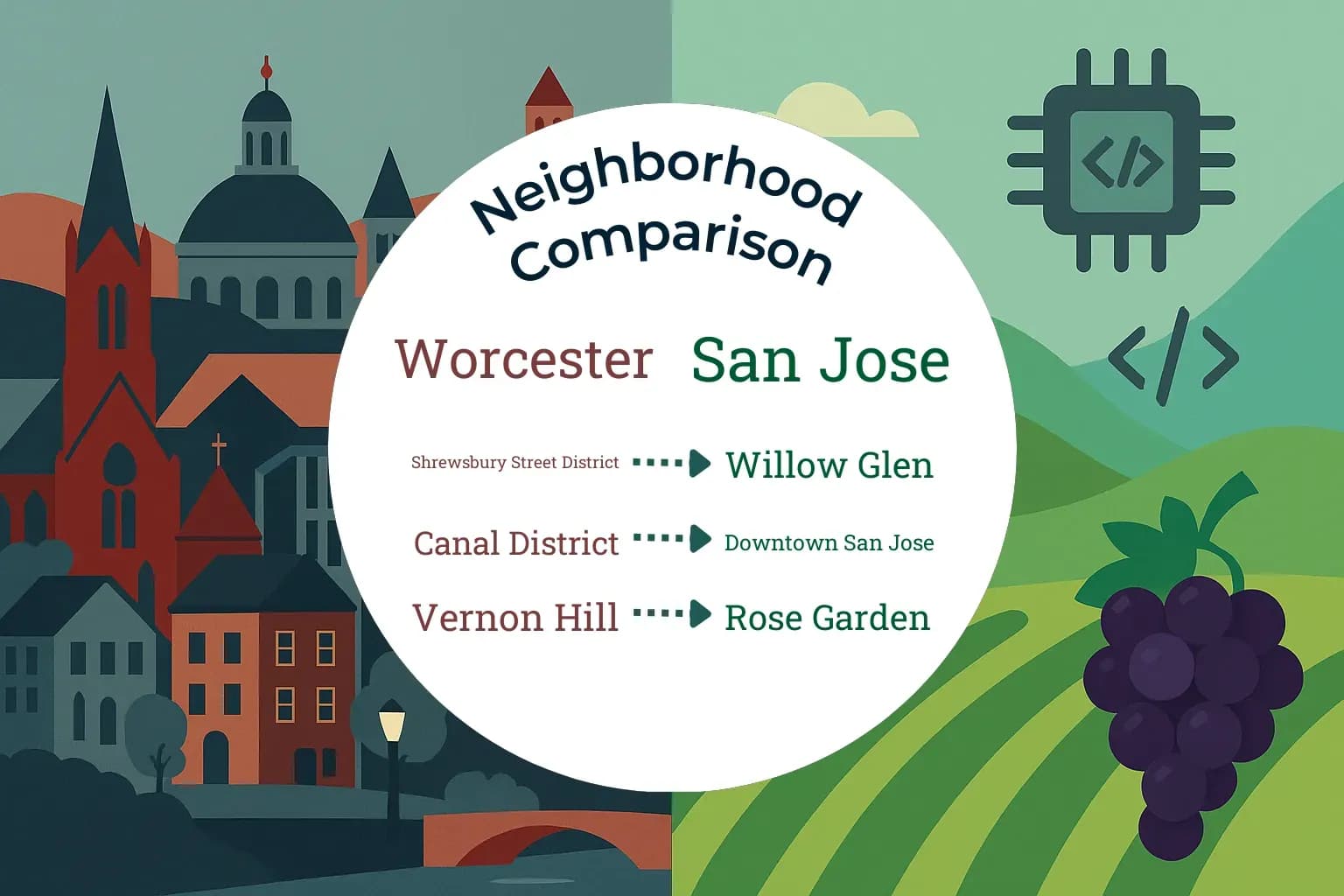 Worcester vs San Jose Neighborhood Comparison