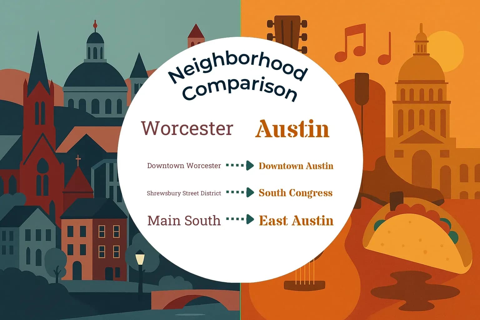 Worcester vs Austin Neighborhood Comparison