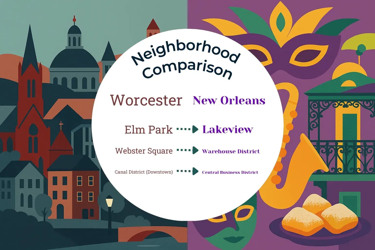 Worcester vs New Orleans Neighborhood Comparison