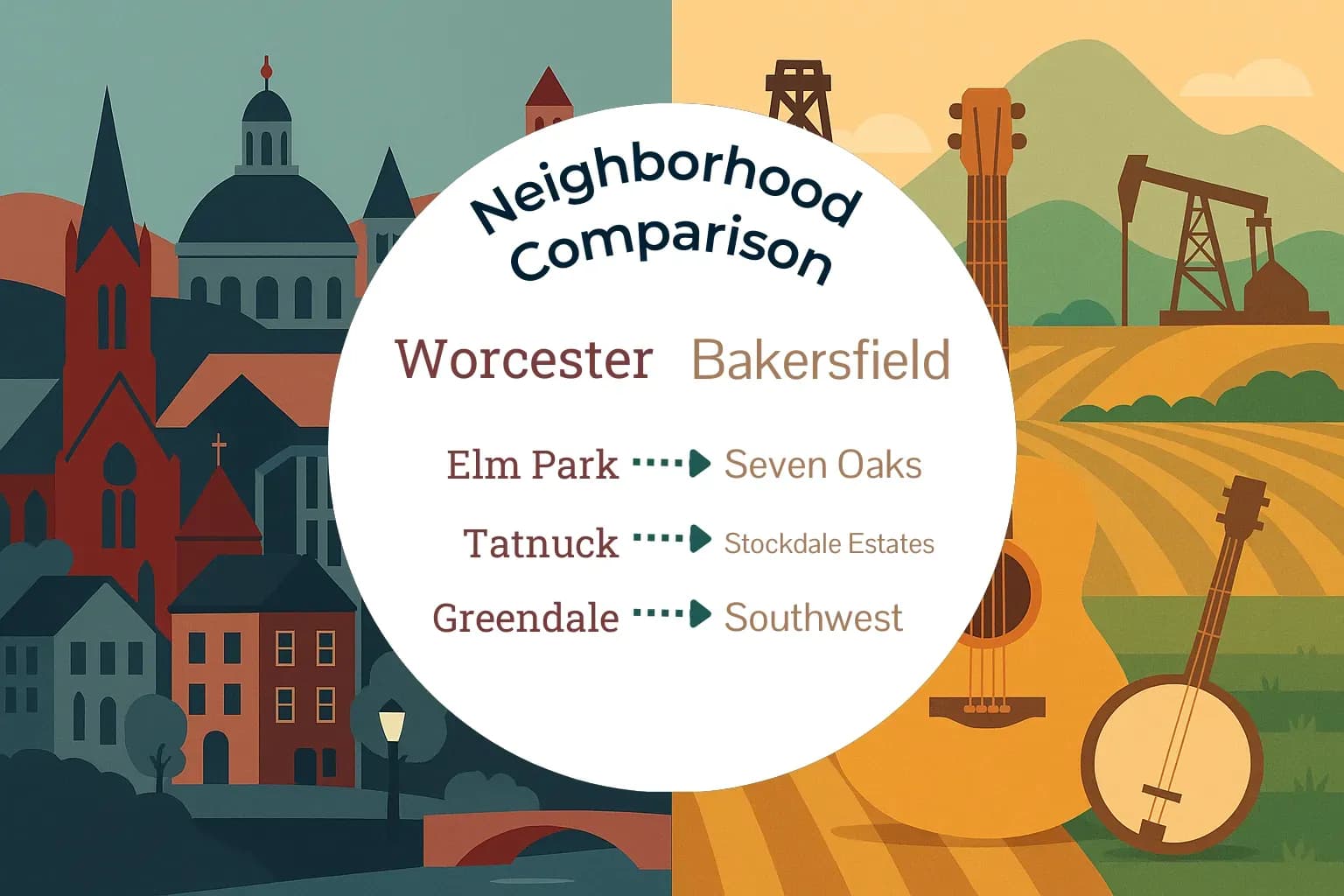 Worcester vs Bakersfield Neighborhood Comparison