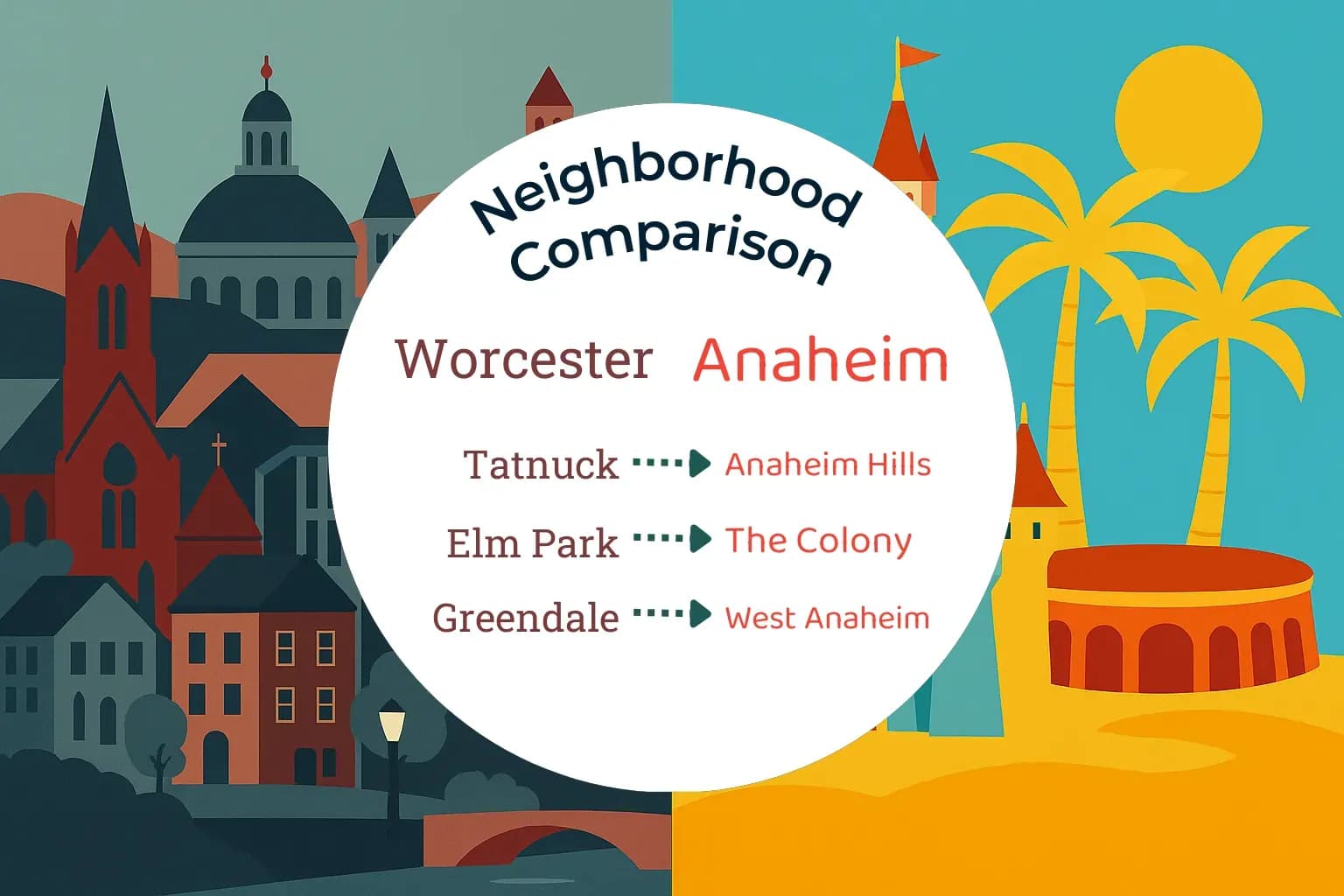Worcester vs Anaheim Neighborhood Comparison