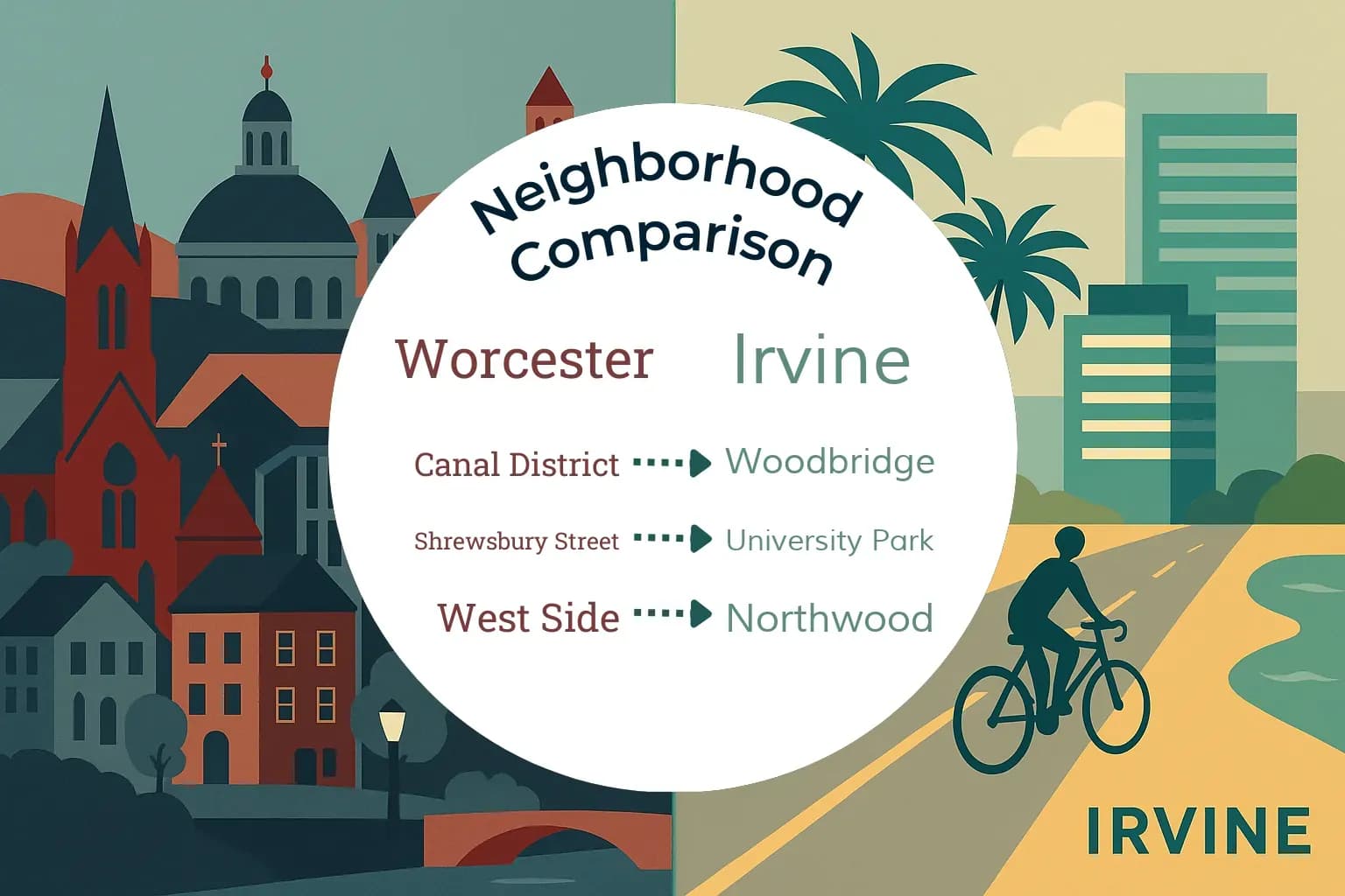 Worcester vs Irvine Neighborhood Comparison