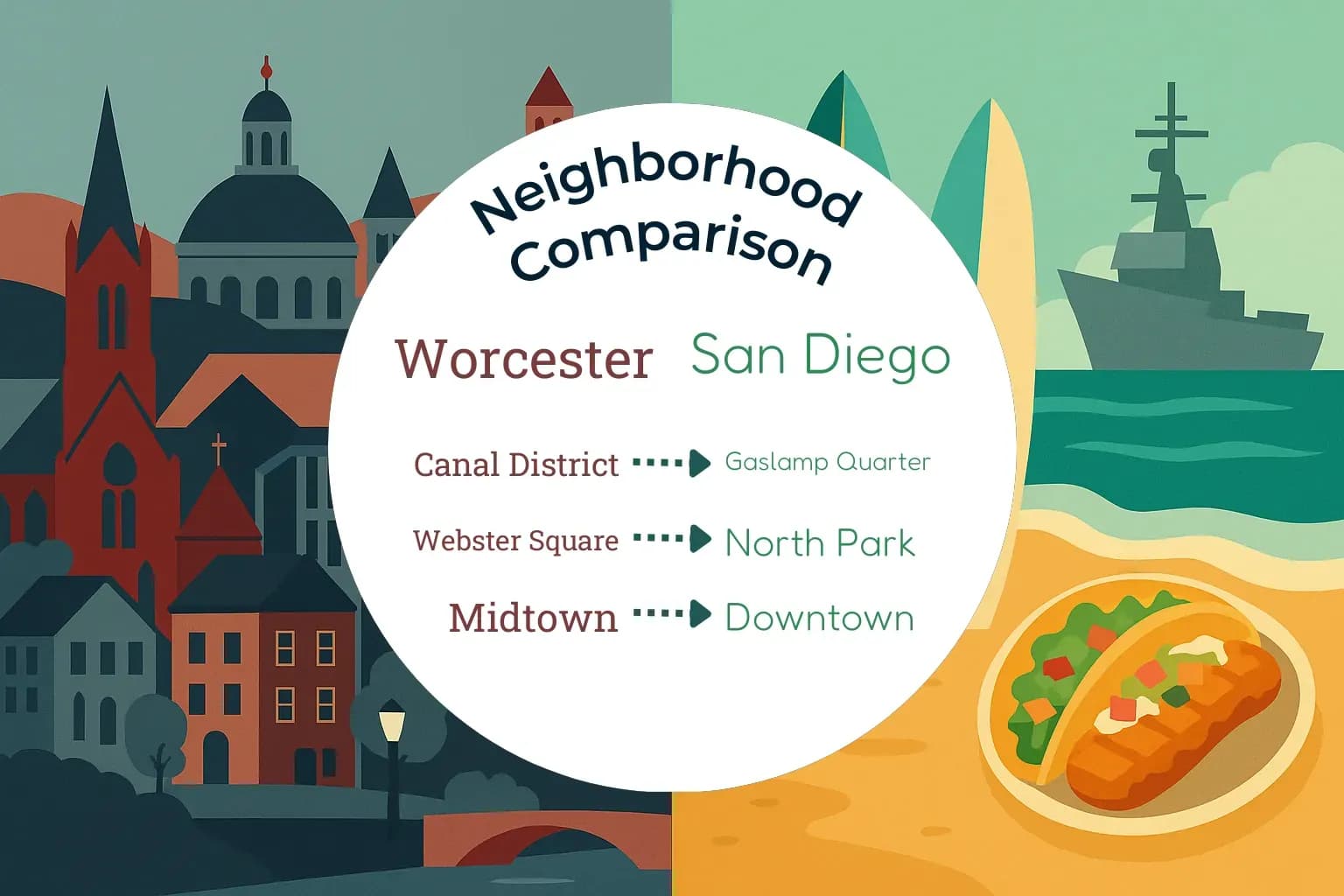 Worcester vs San Diego Neighborhood Comparison
