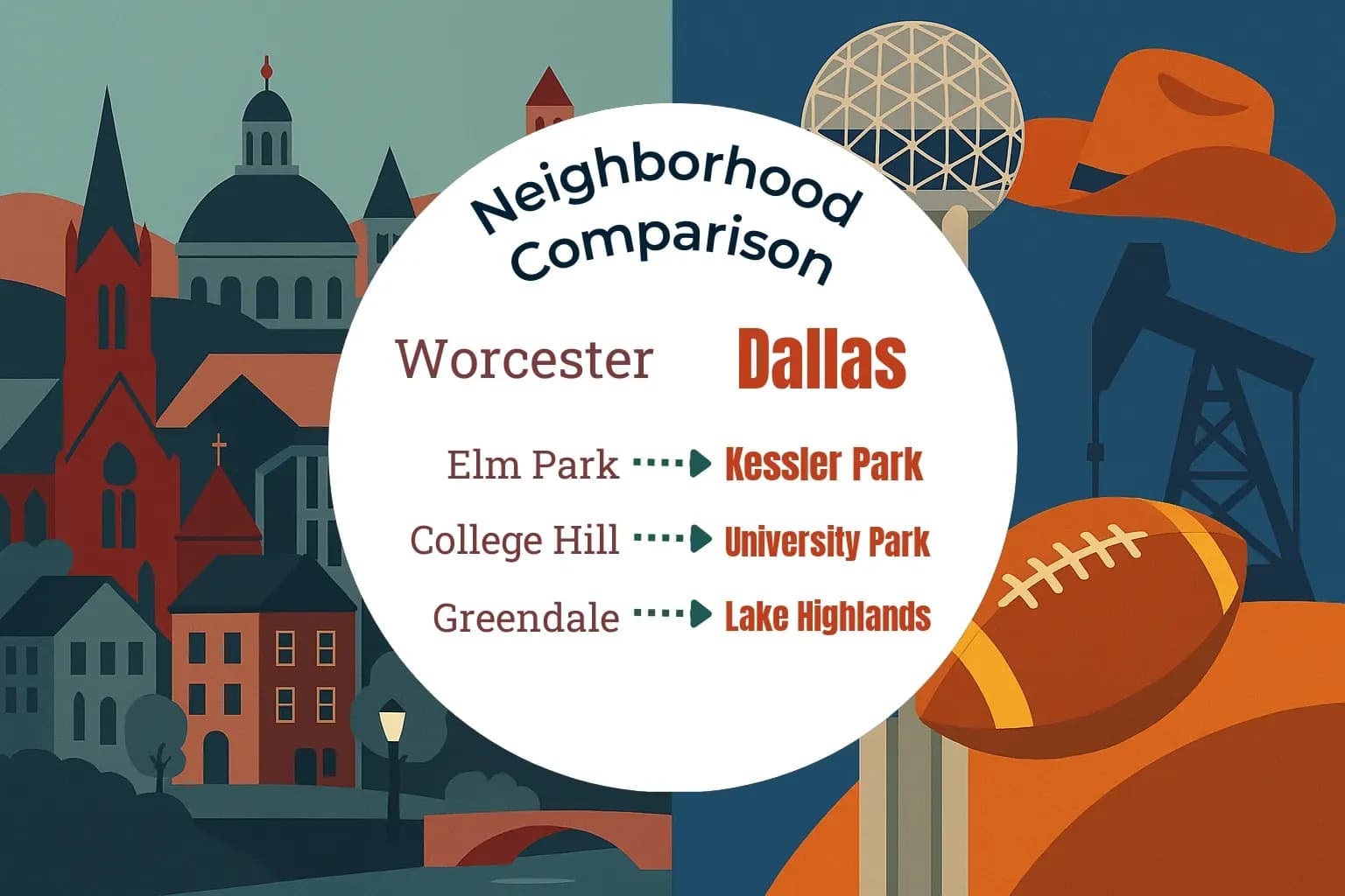 Worcester vs Dallas Neighborhood Comparison