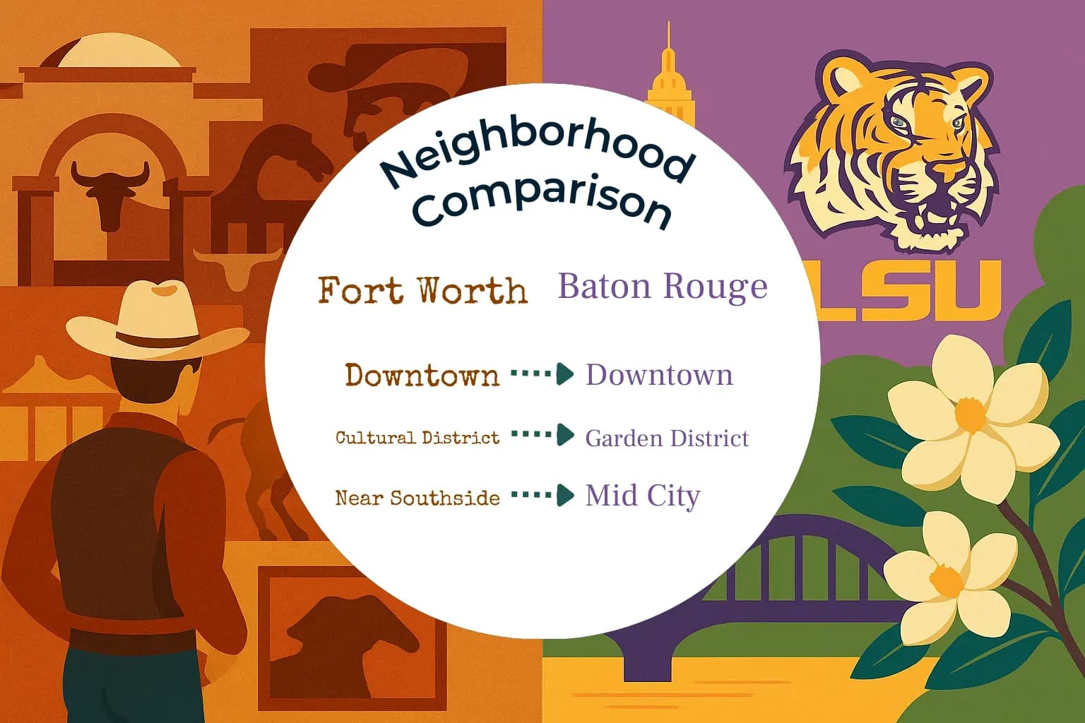 Fort Worth vs Baton Rouge Neighborhood Comparison