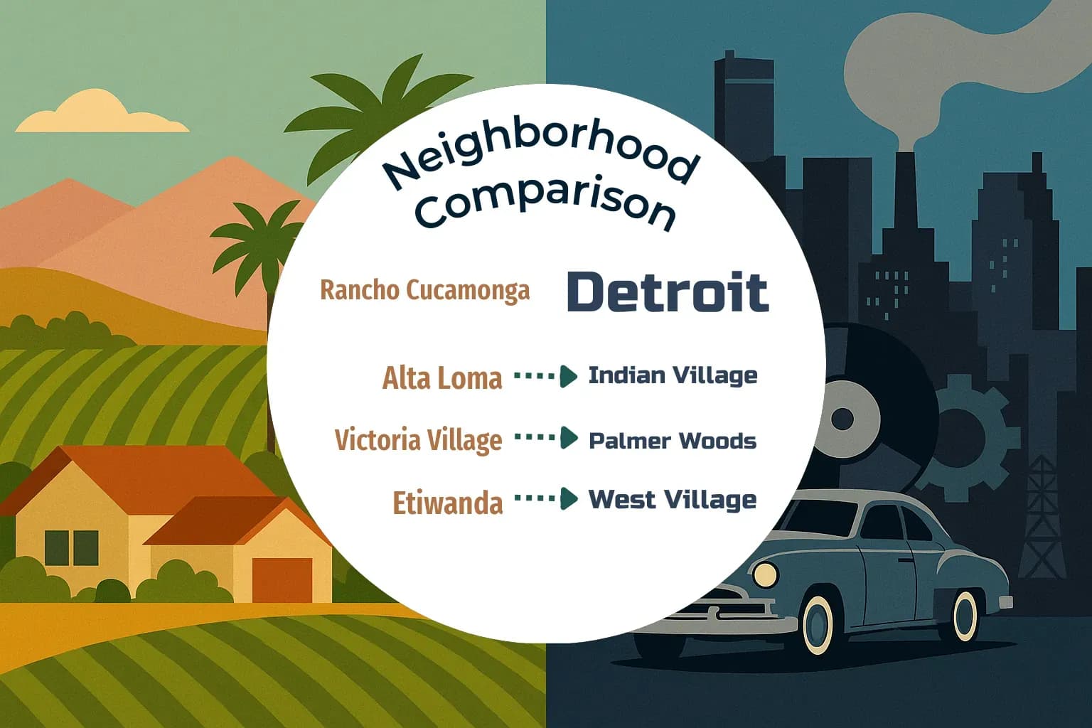 Rancho Cucamonga vs Detroit Neighborhood Comparison