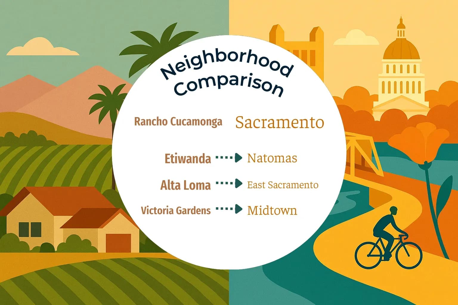 Rancho Cucamonga vs Sacramento Neighborhood Comparison