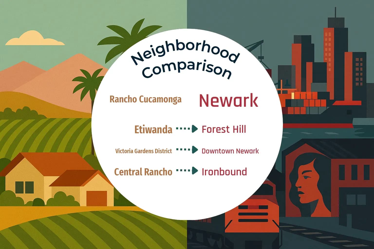 Rancho Cucamonga vs Newark Neighborhood Comparison
