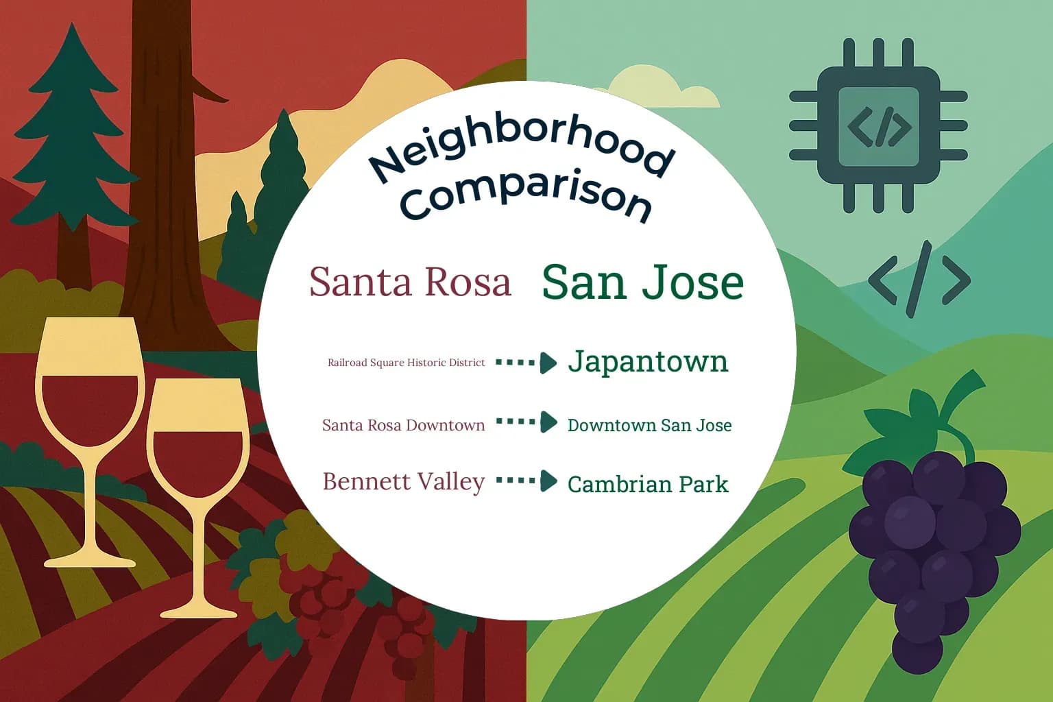 Santa Rosa vs San Jose Neighborhood Comparison