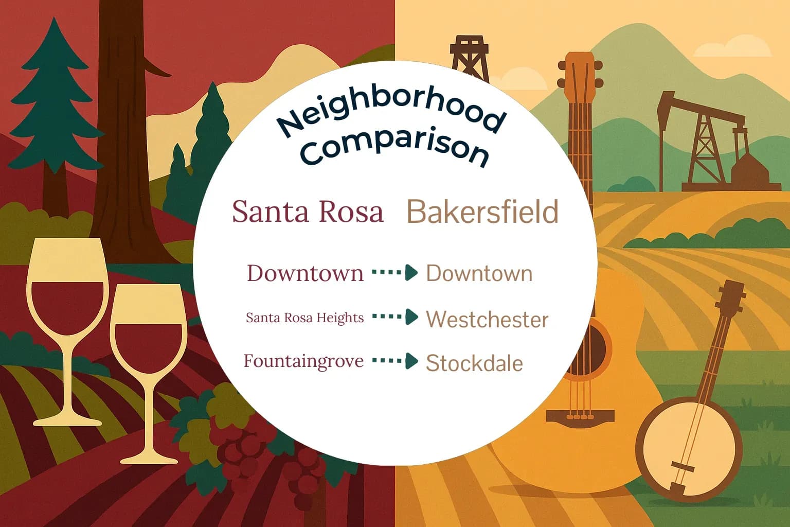 Santa Rosa vs Bakersfield Neighborhood Comparison