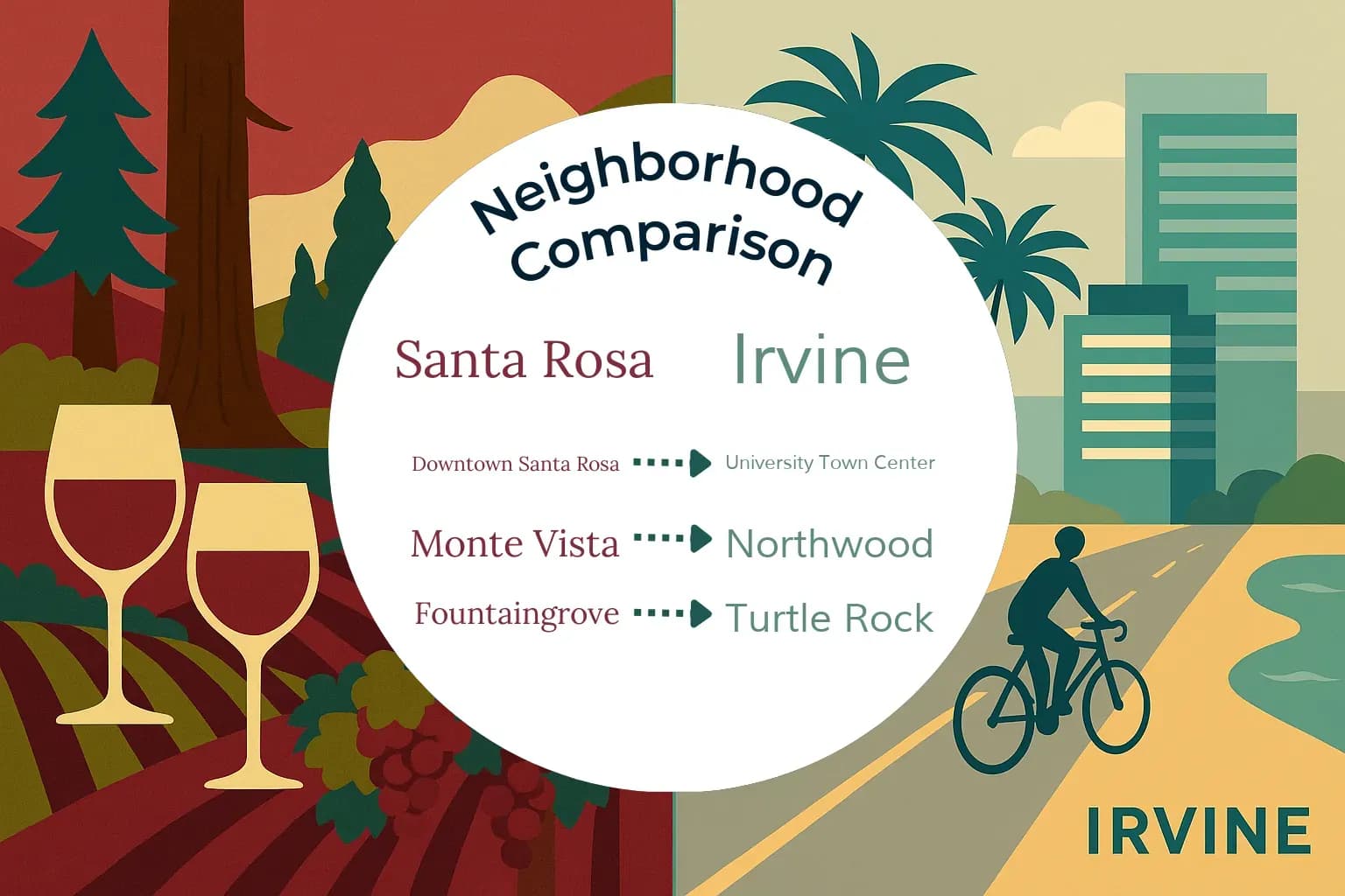 Santa Rosa vs Irvine Neighborhood Comparison