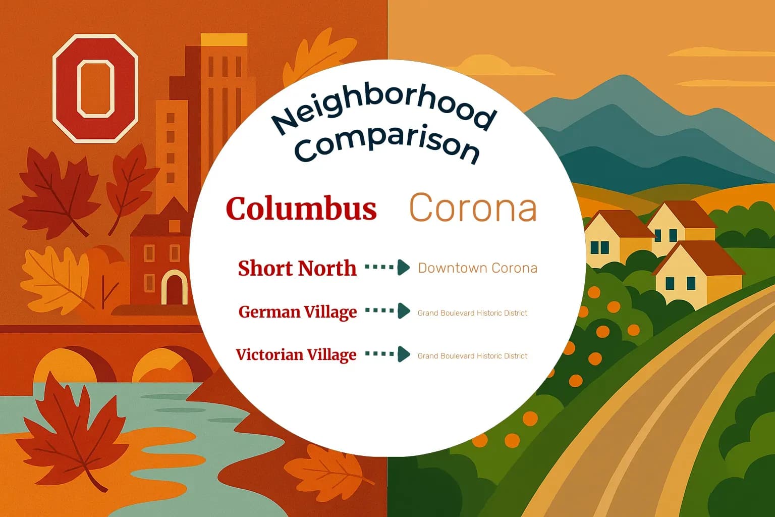 Columbus vs Corona Neighborhood Comparison