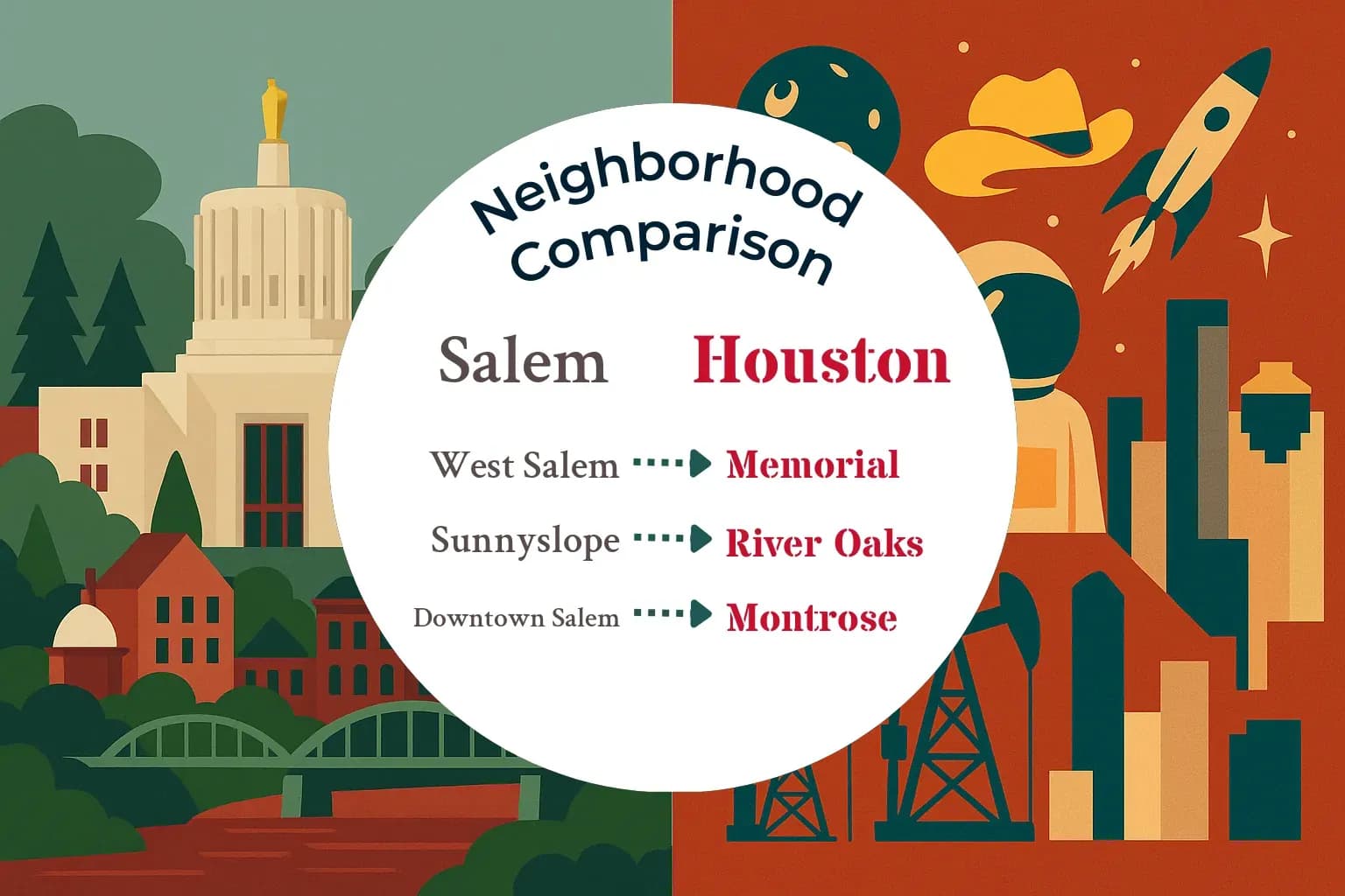 Salem vs Houston Neighborhood Comparison