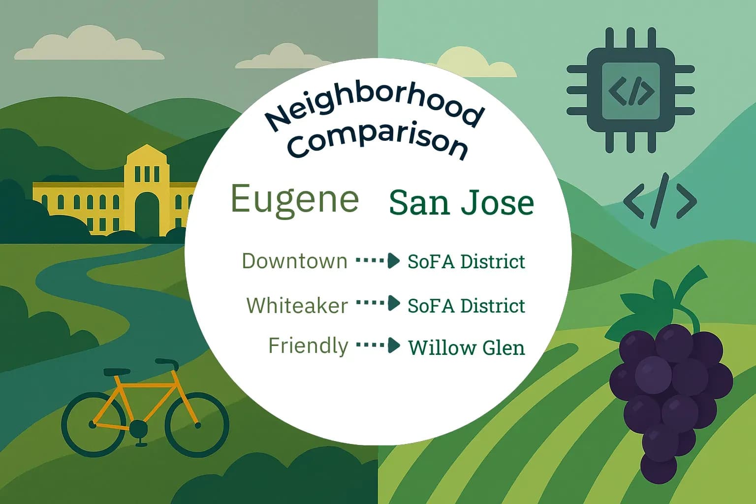 Eugene vs San Jose Neighborhood Comparison