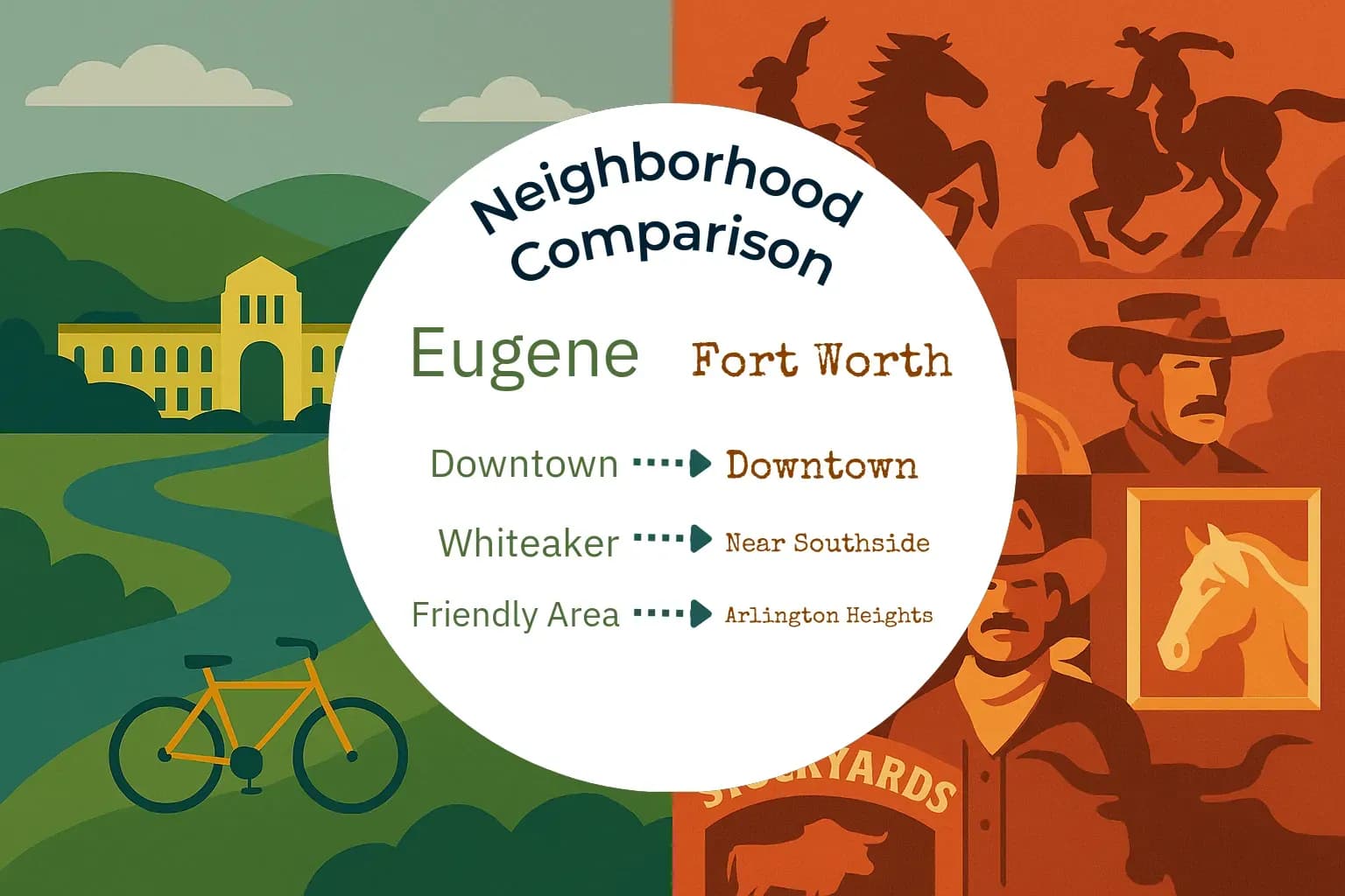 Eugene vs Fort Worth Neighborhood Comparison