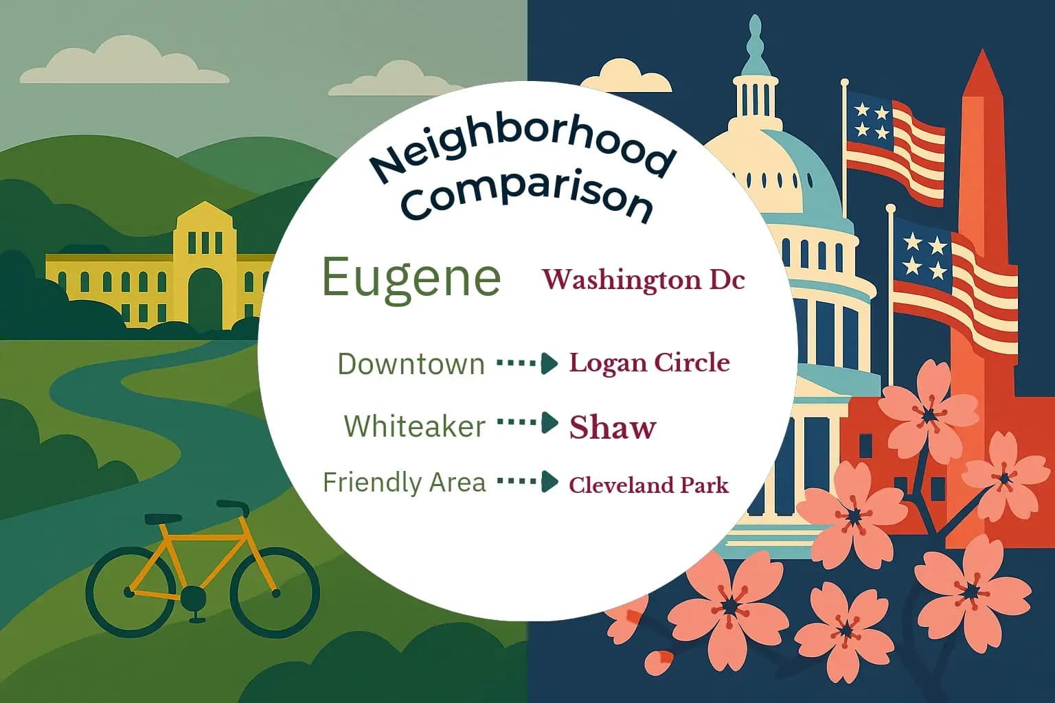 Eugene vs Washington DC Neighborhood Comparison