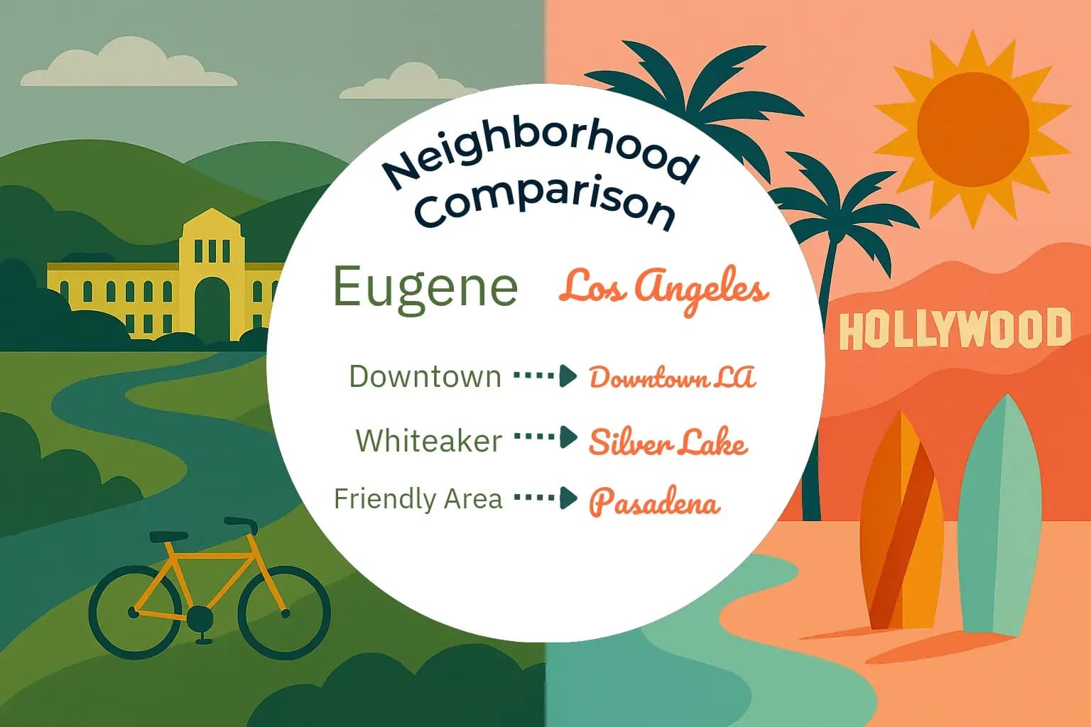 Eugene vs Los Angeles Neighborhood Comparison