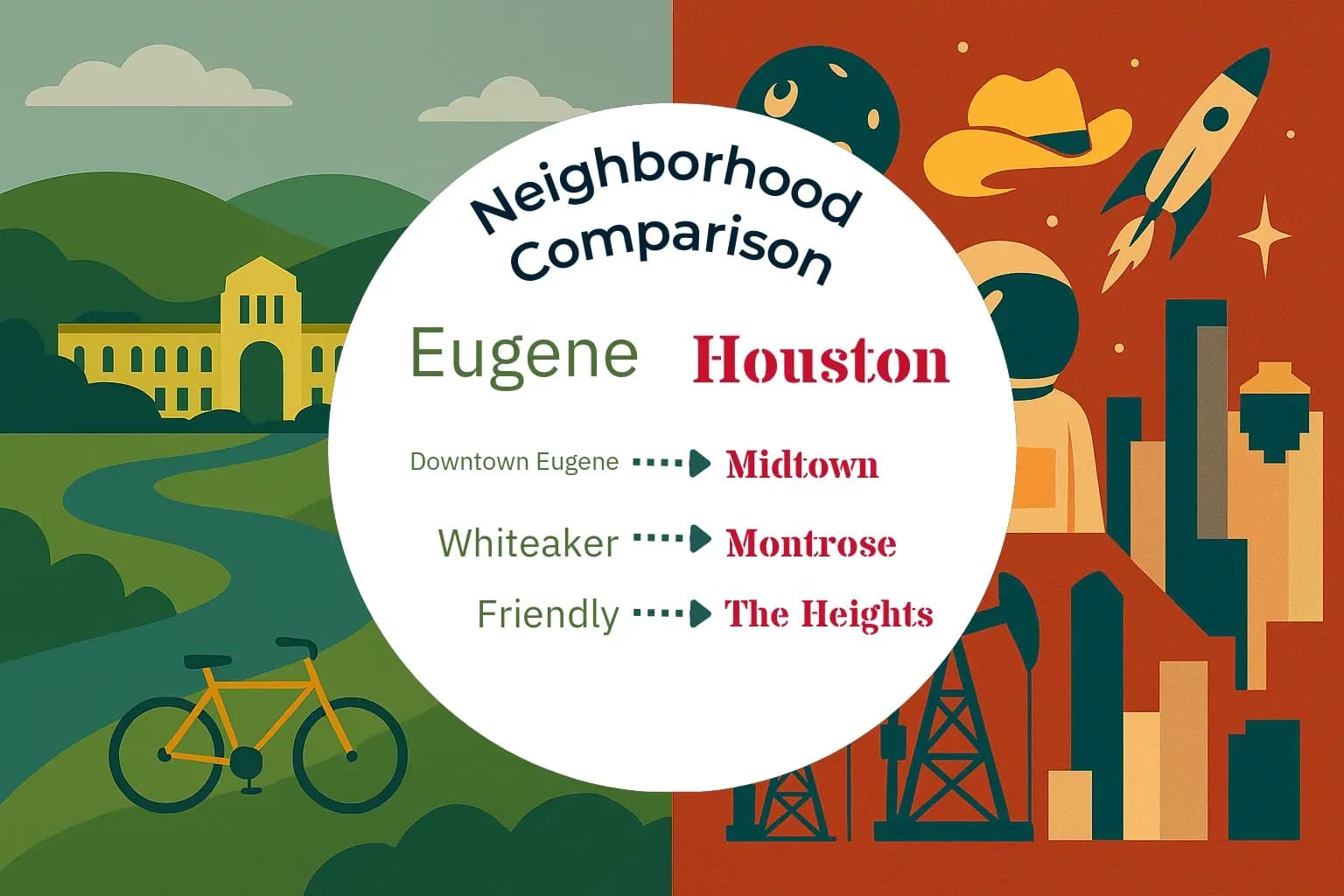 Eugene vs Houston Neighborhood Comparison