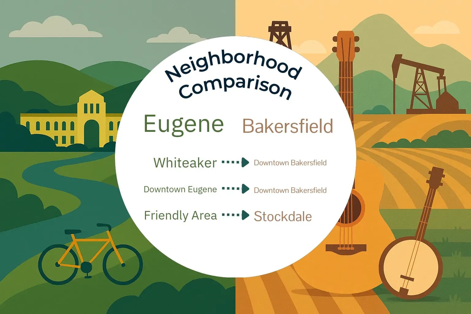 Eugene vs Bakersfield Neighborhood Comparison