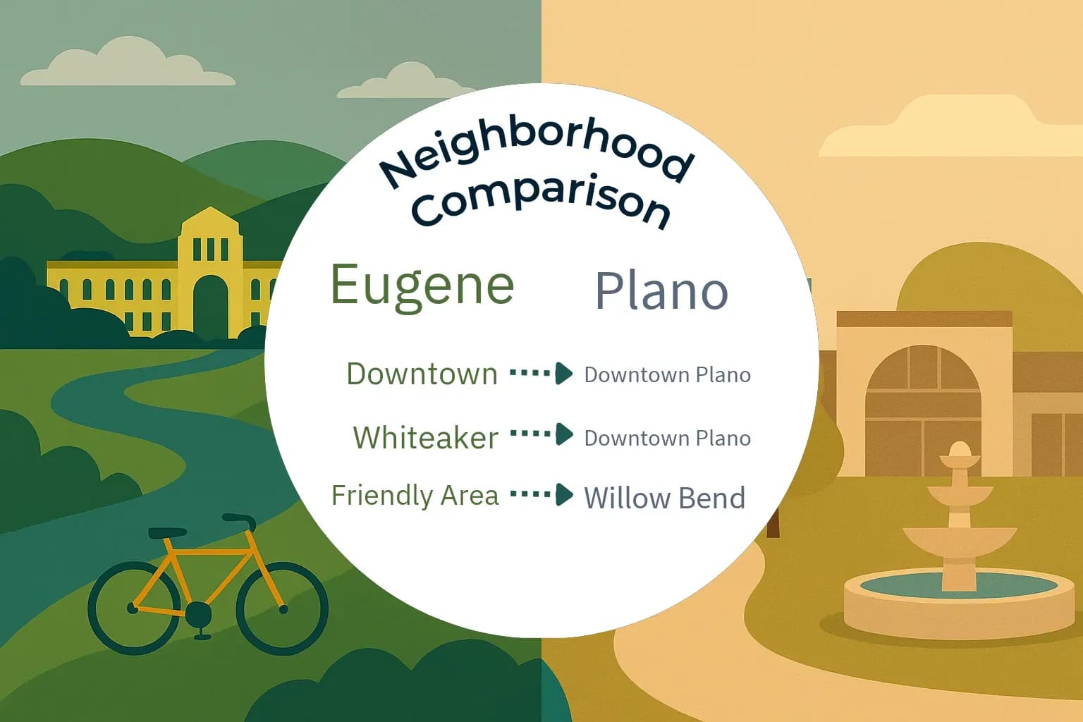 Eugene vs Plano Neighborhood Comparison