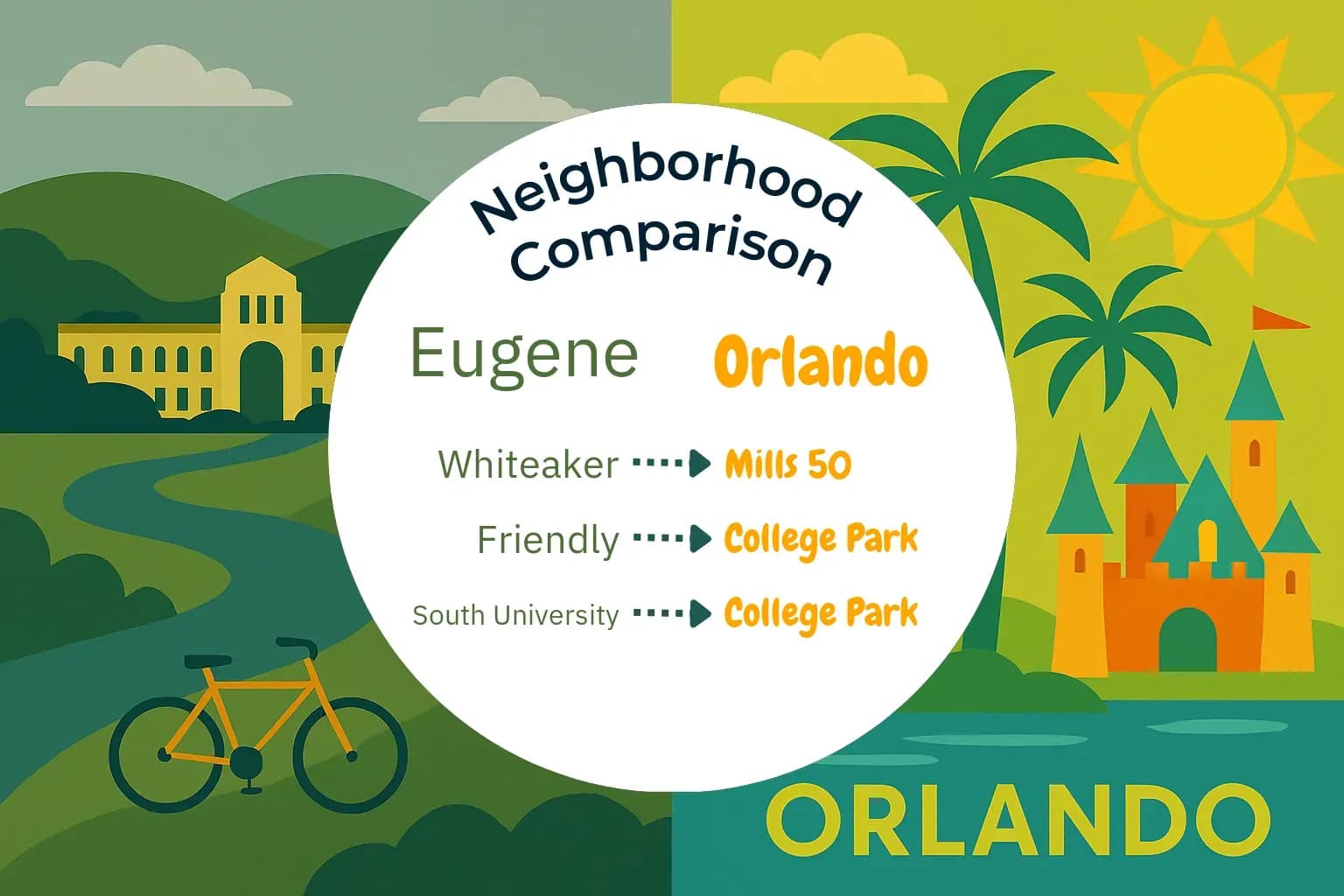 Eugene vs Orlando Neighborhood Comparison