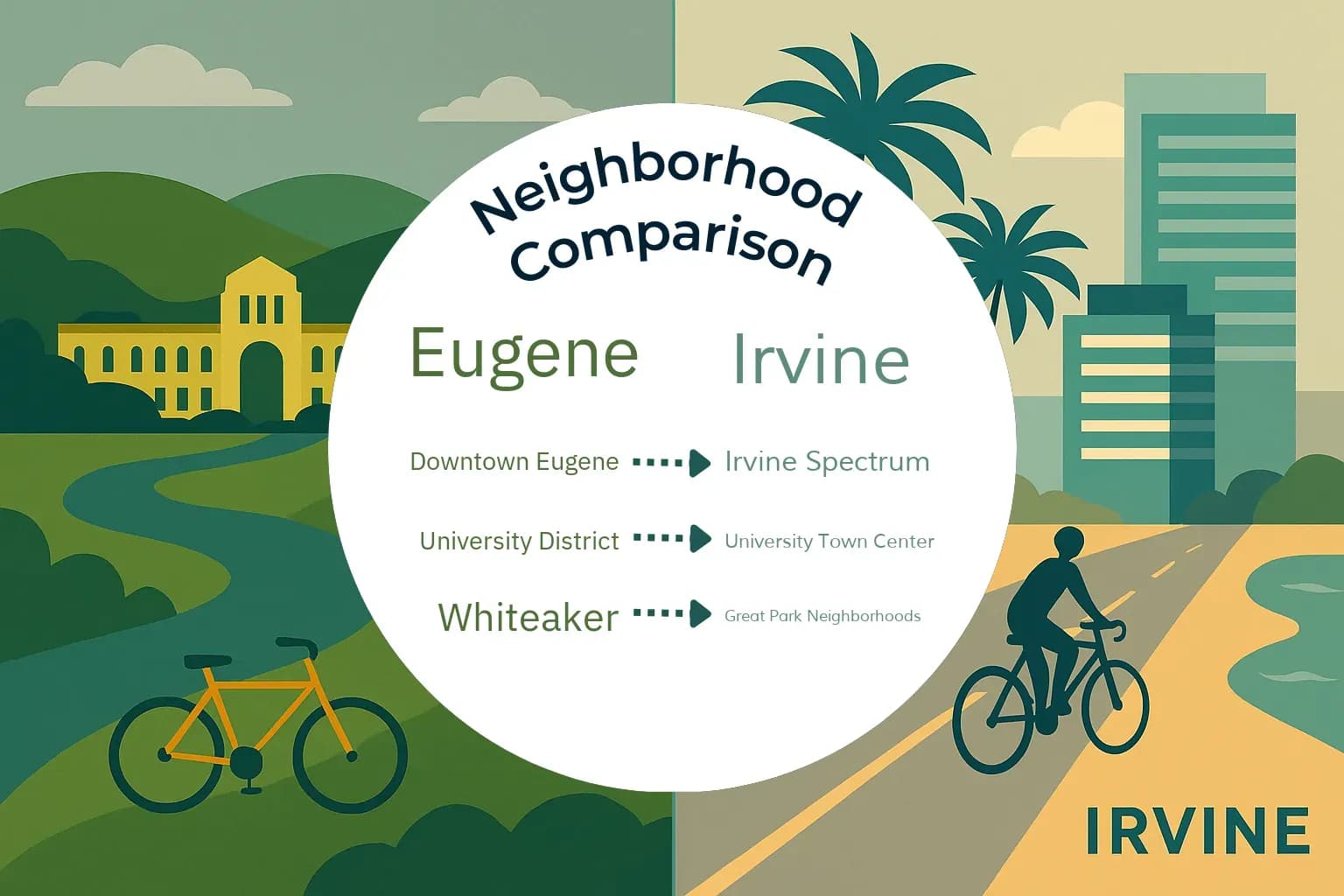Eugene vs Irvine Neighborhood Comparison