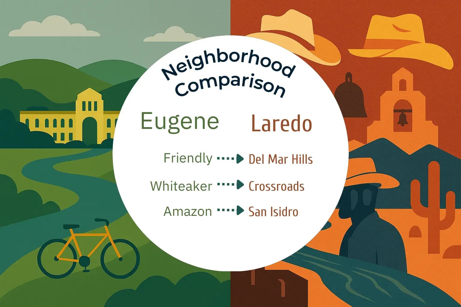 Eugene vs Laredo Neighborhood Comparison