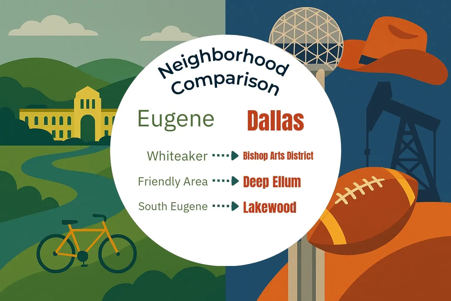 Eugene vs Dallas Neighborhood Comparison