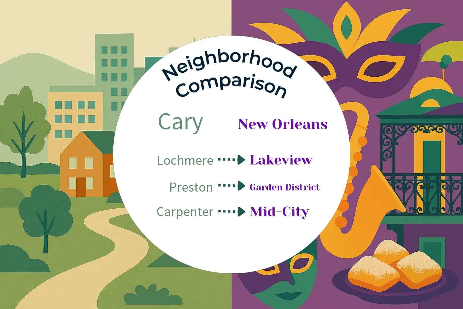 Cary vs New Orleans Neighborhood Comparison