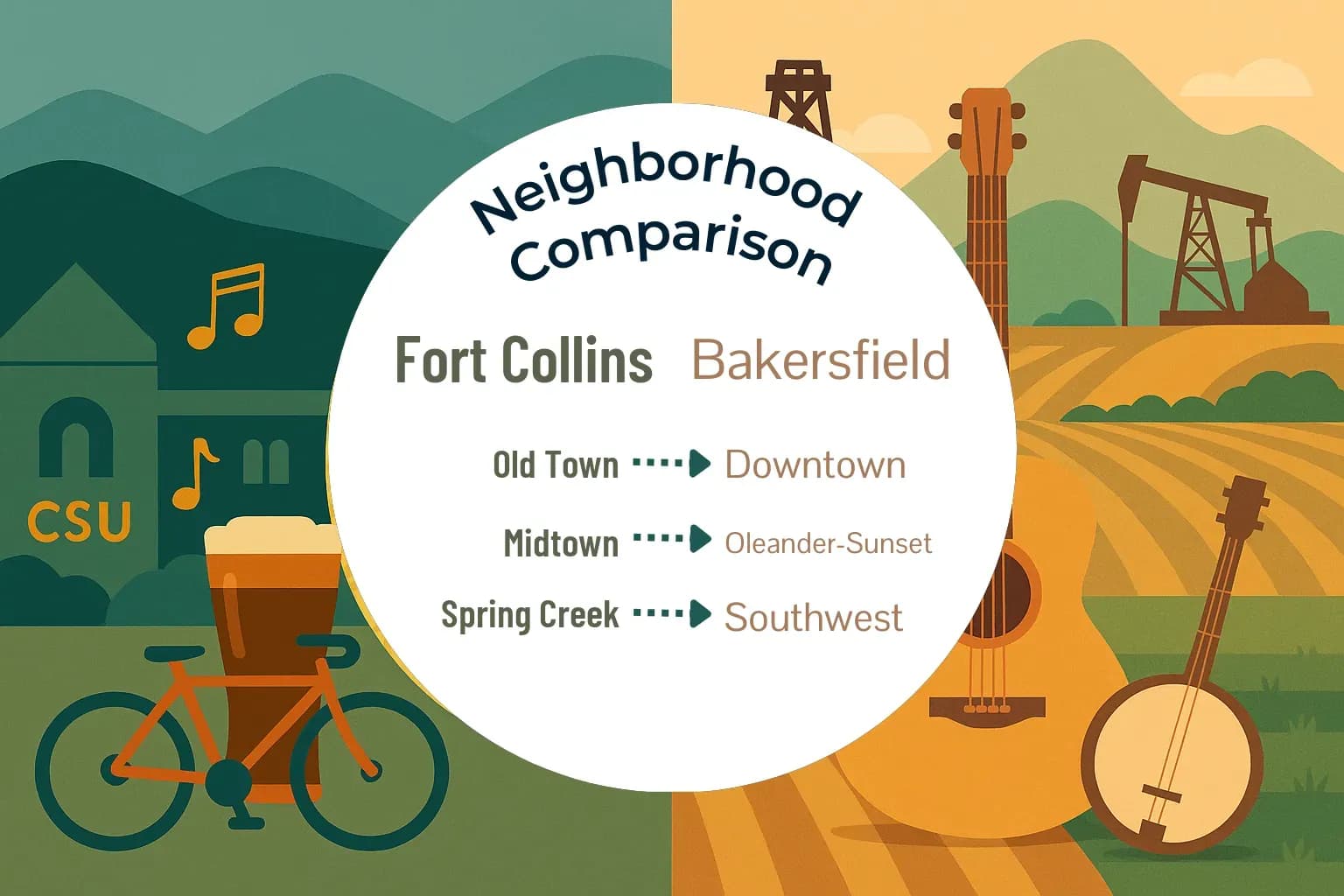 Fort Collins vs Bakersfield Neighborhood Comparison