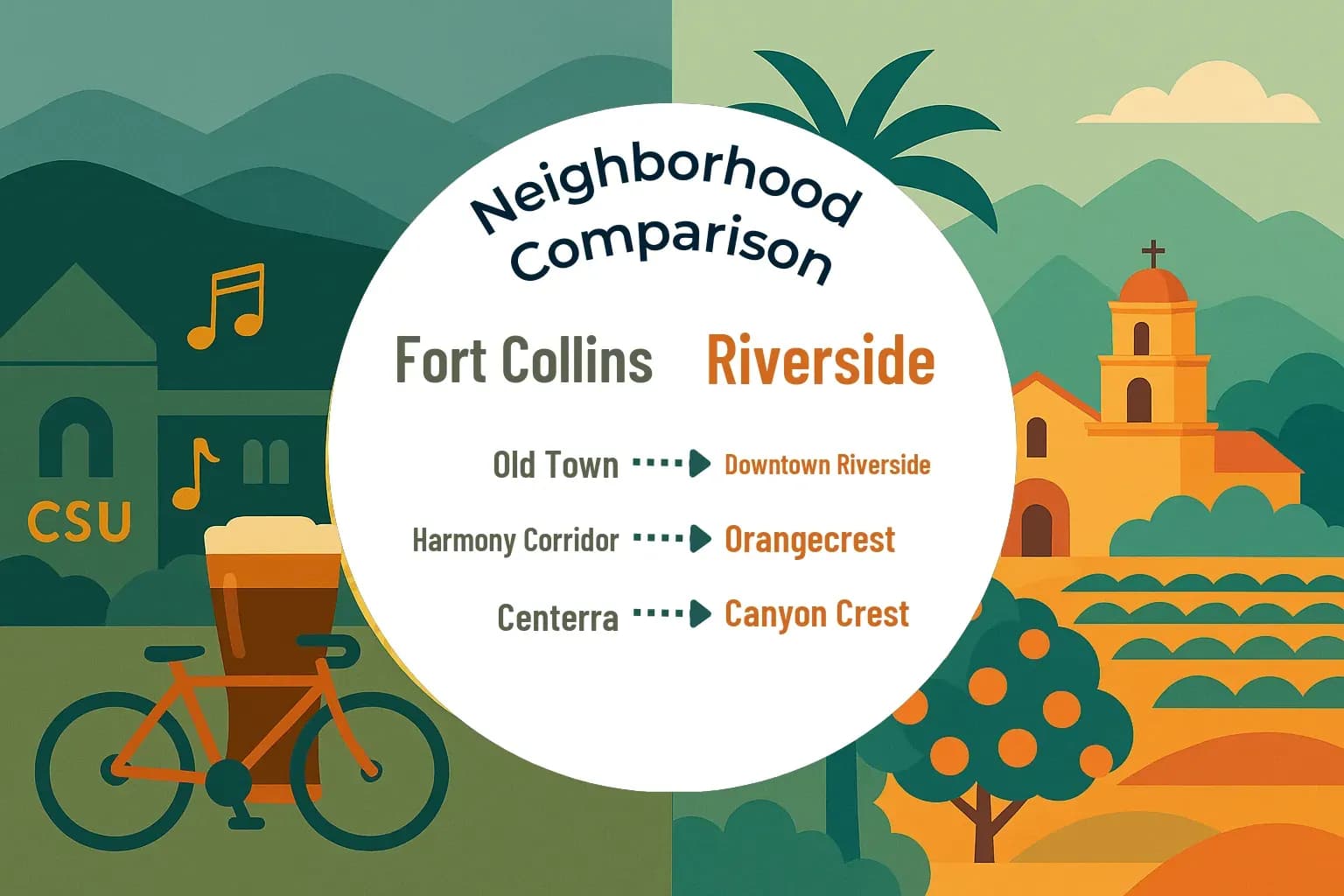 Fort Collins vs Riverside Neighborhood Comparison