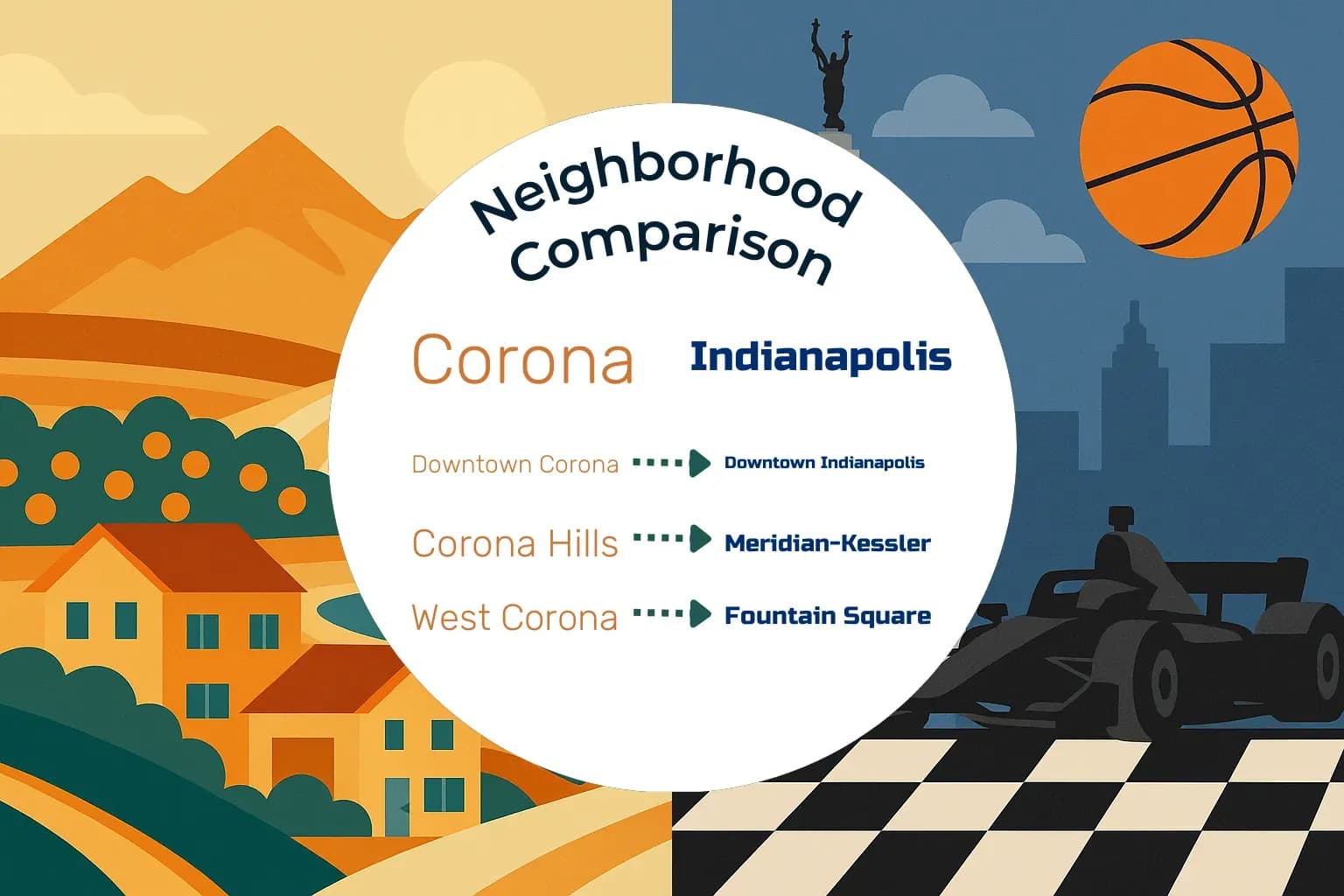 Corona vs Indianapolis Neighborhood Comparison