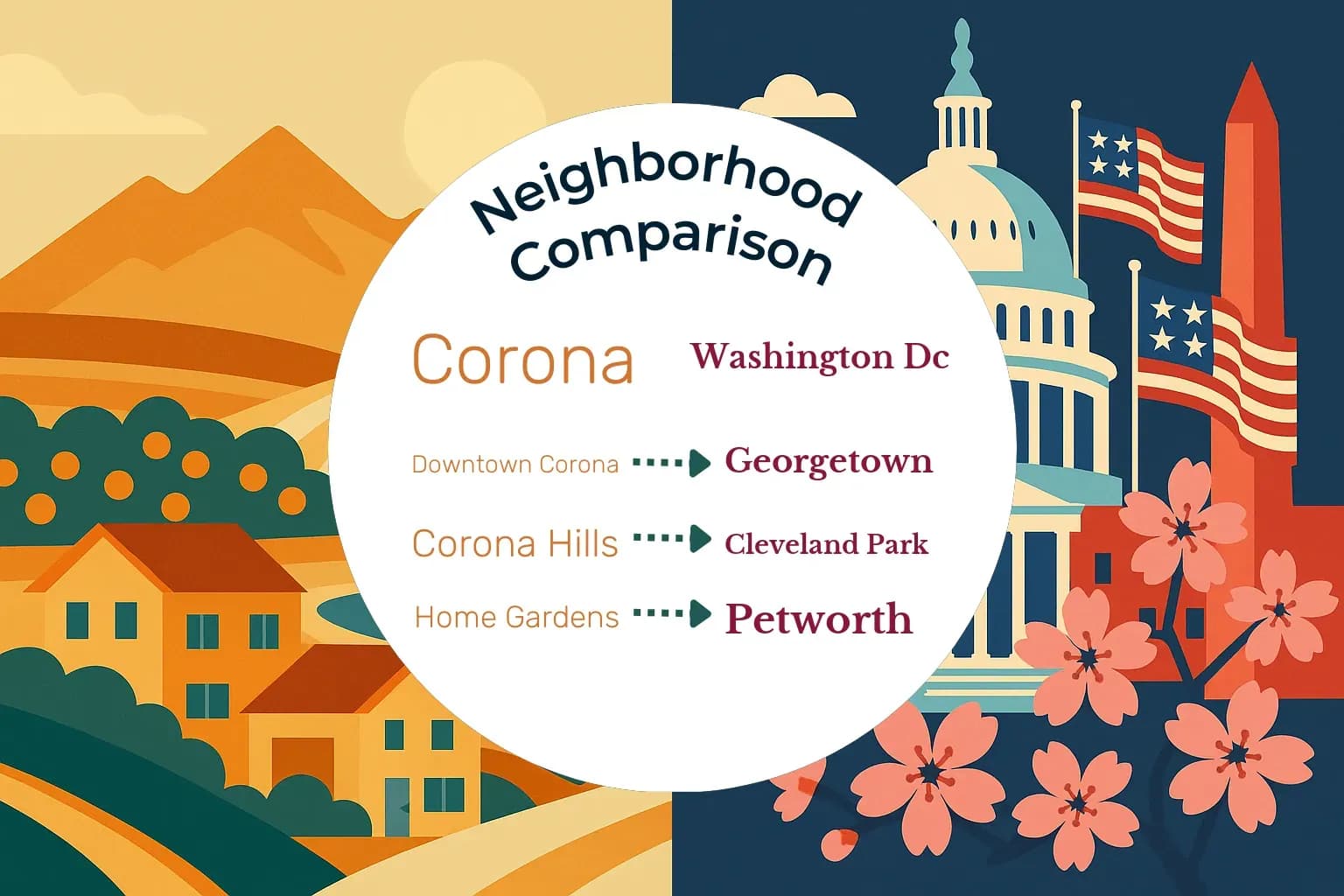 Corona vs Washington DC Neighborhood Comparison