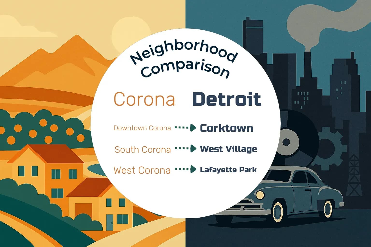 Corona vs Detroit Neighborhood Comparison